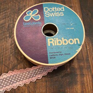Vintage Leewards Pink Dotted Lace Swiss Ribbon on Roll